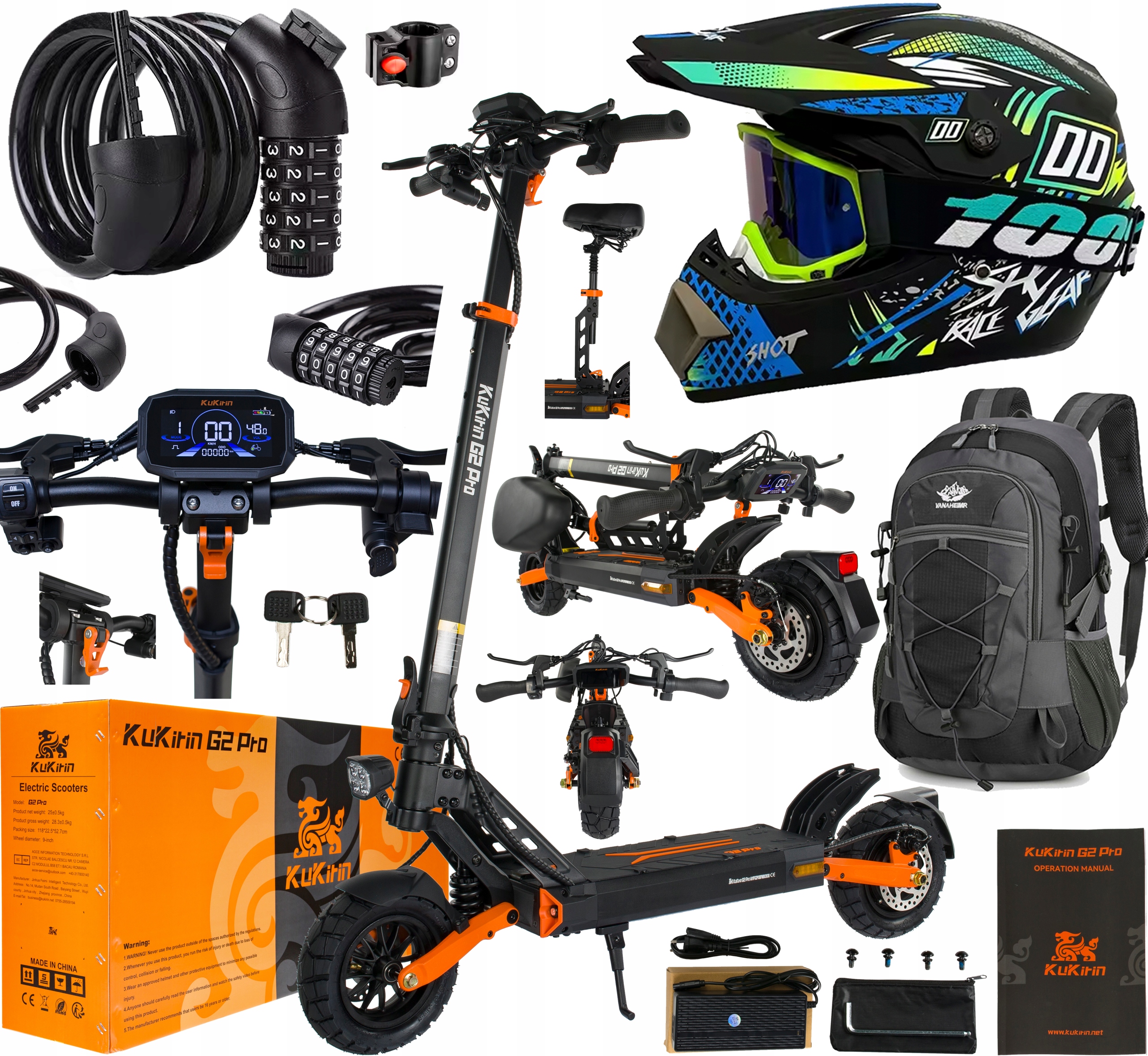 KuKirin G2 Pro Składany Terenowy 600W 48V 15.6AH 45KM/H 9" Meski/Damski Pl