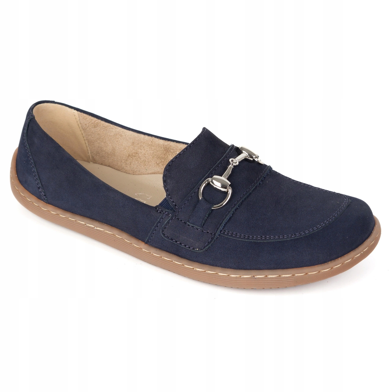 Dámské barefoot boty mokasíny, přírodní kůže, semiš, modré 1288AR 38