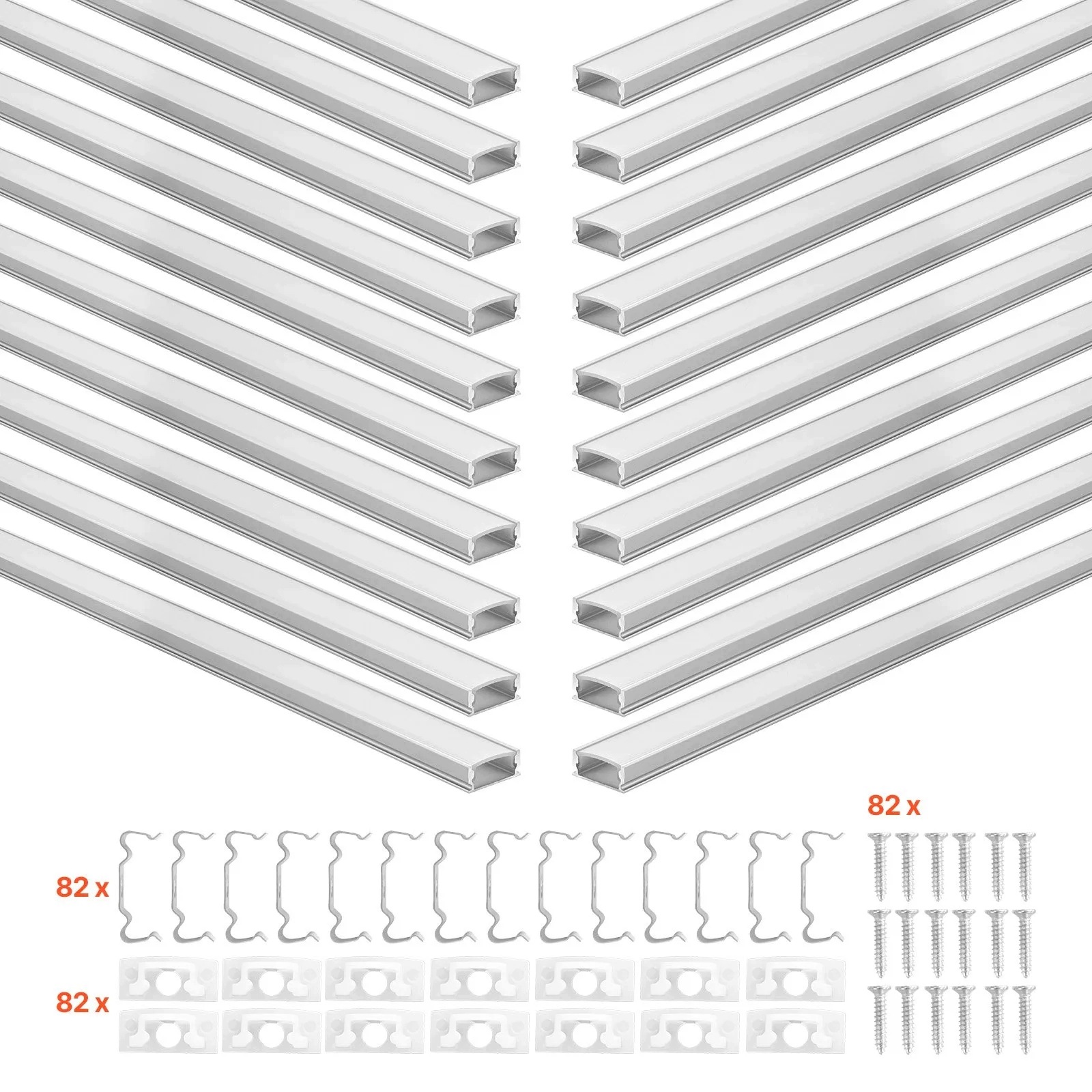 Profil Led aluminiowy U zestaw 20 szt 2 m osłona biała uchwyty premium