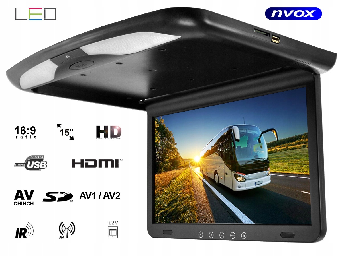 MONITOR PODWIESZANY ROZKŁADANY DO SUFITU 15" Kod producenta NVOX RF1568HDMI BL IR