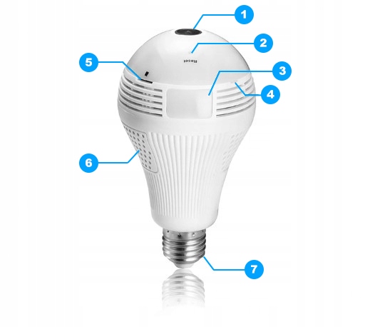 Kamera WiFi IP monitoring w żarówce 360 AUDIO LED Zasięg podczerwieni 0 m
