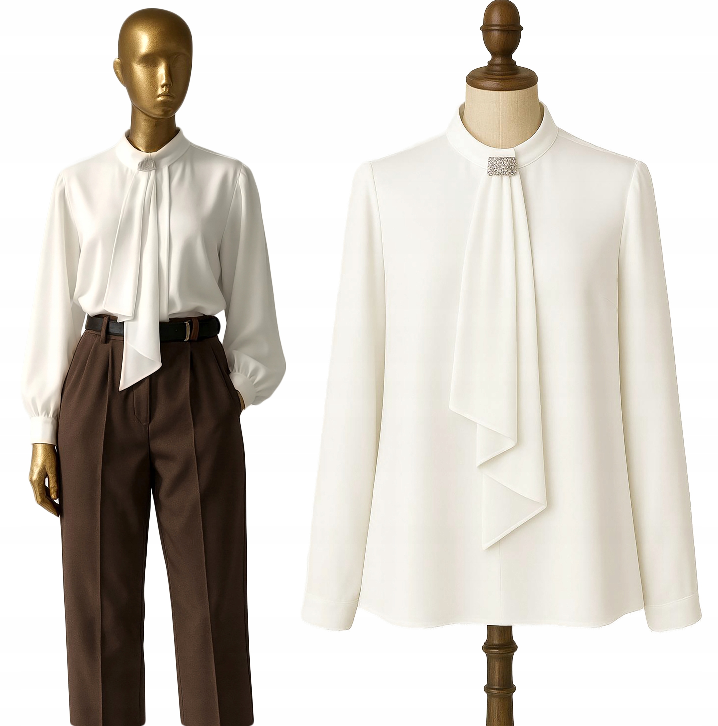 wizytowa szyfonowa Bluzka Damska żabot cyrkonie 54 Kaili