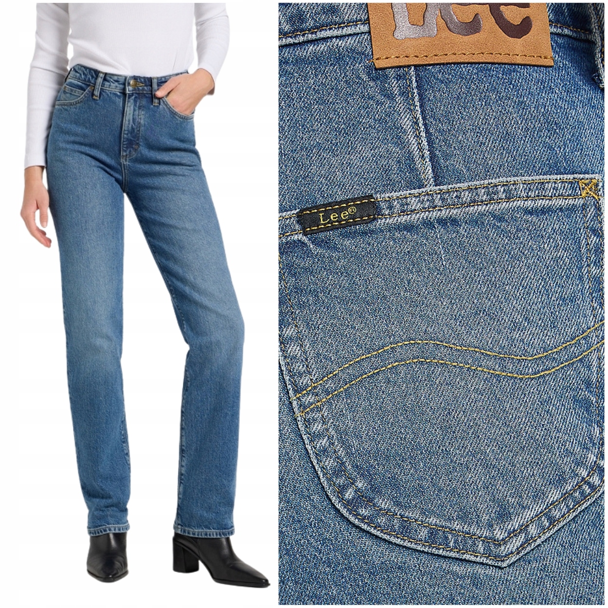 Lee June Rays Of Indigo vysoké jednoduché dámské džínové kalhoty W27 L31