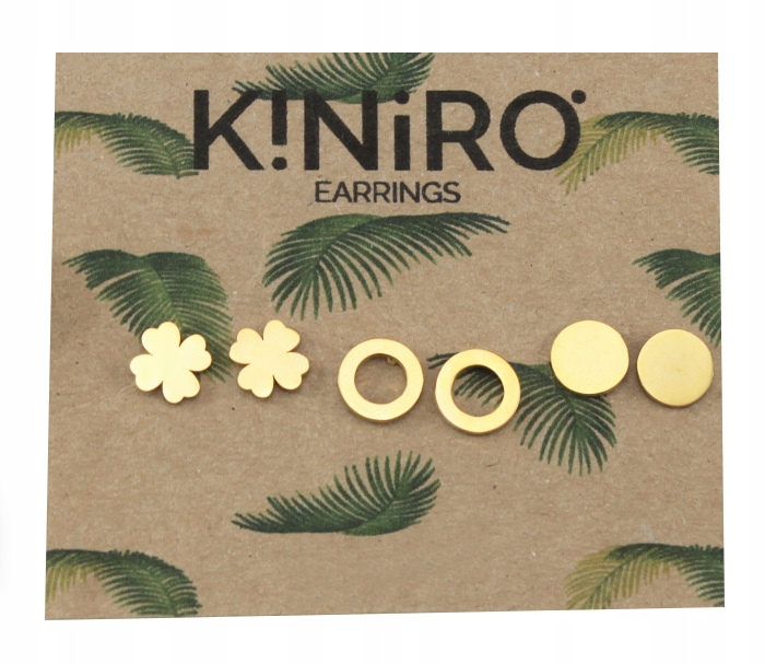 

Kolczyki Złote Stal Chirurgiczna 3 Pary 3 Wzory