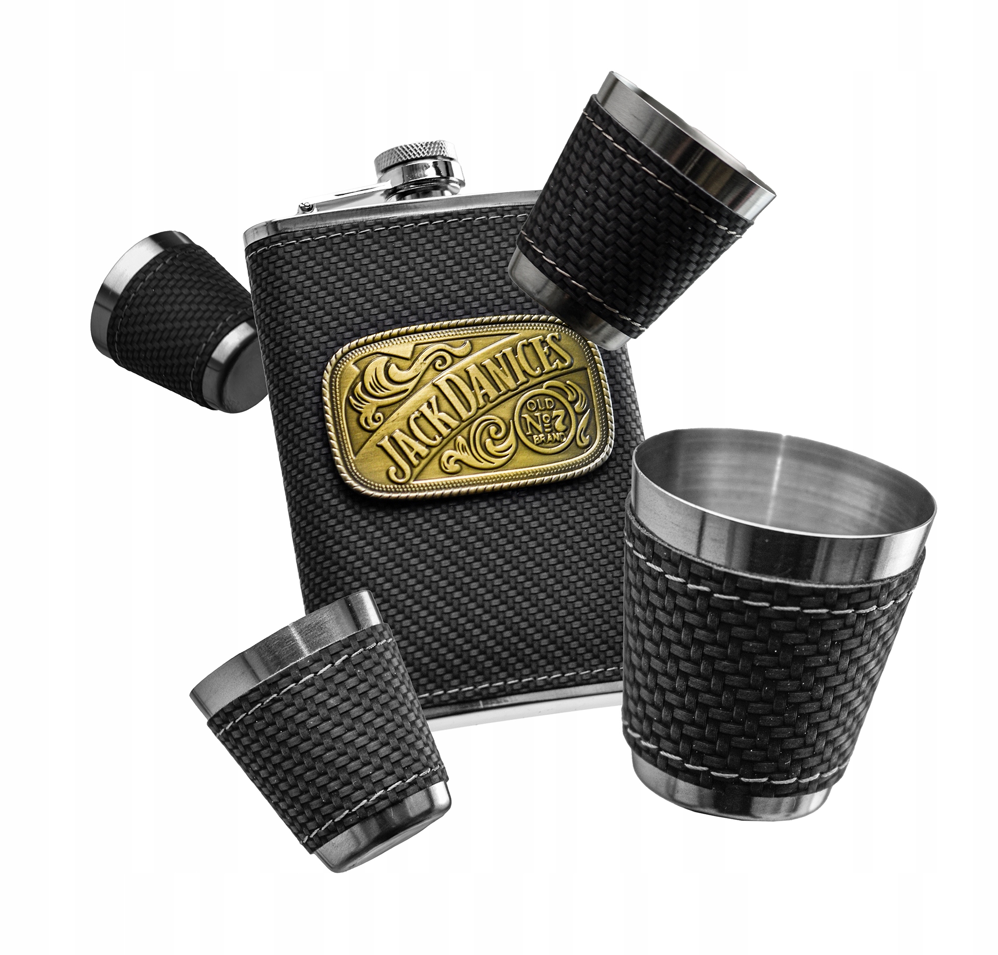 Set Dárek Placatka Skleničky Trychtýř Jack D Elegantní V Krabičce