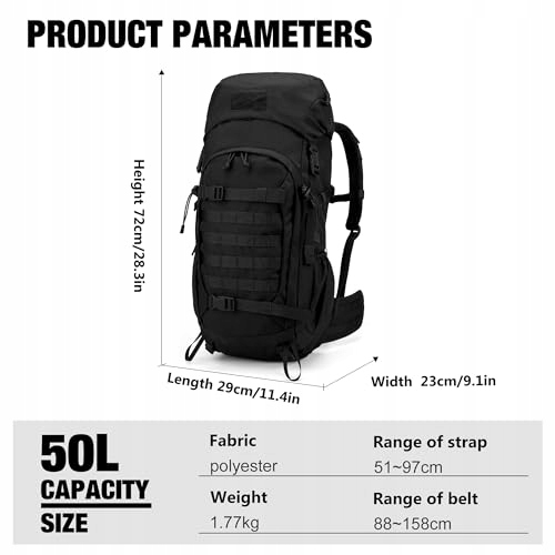 MARDINGTOP Plecak Taktyczny 50L Dla Dorosłych Trekking Outdoor Turystyka — miniatura 2