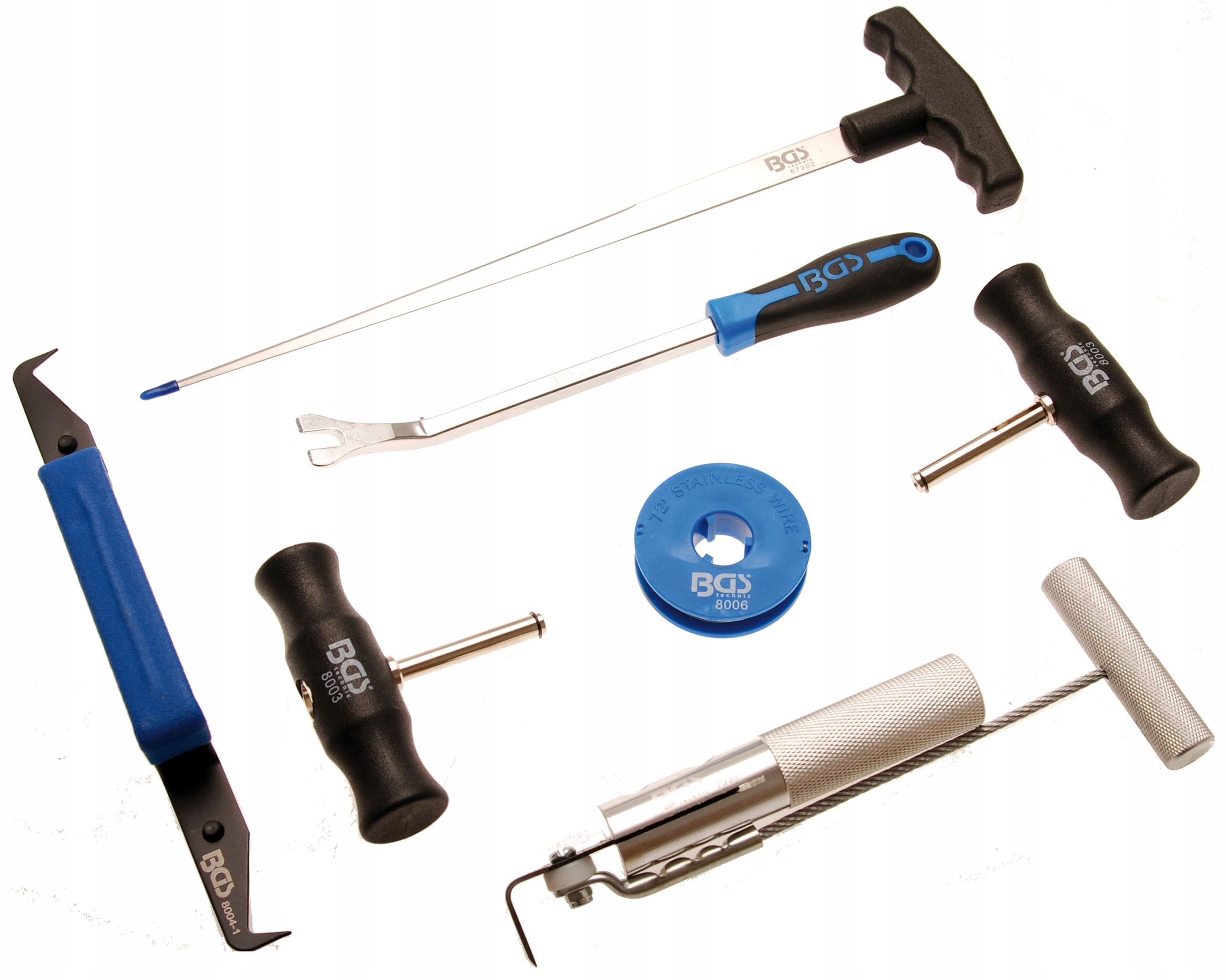 Bgs 8004, Sada prípravkov na demontáž čelných autoskiel 7dielna