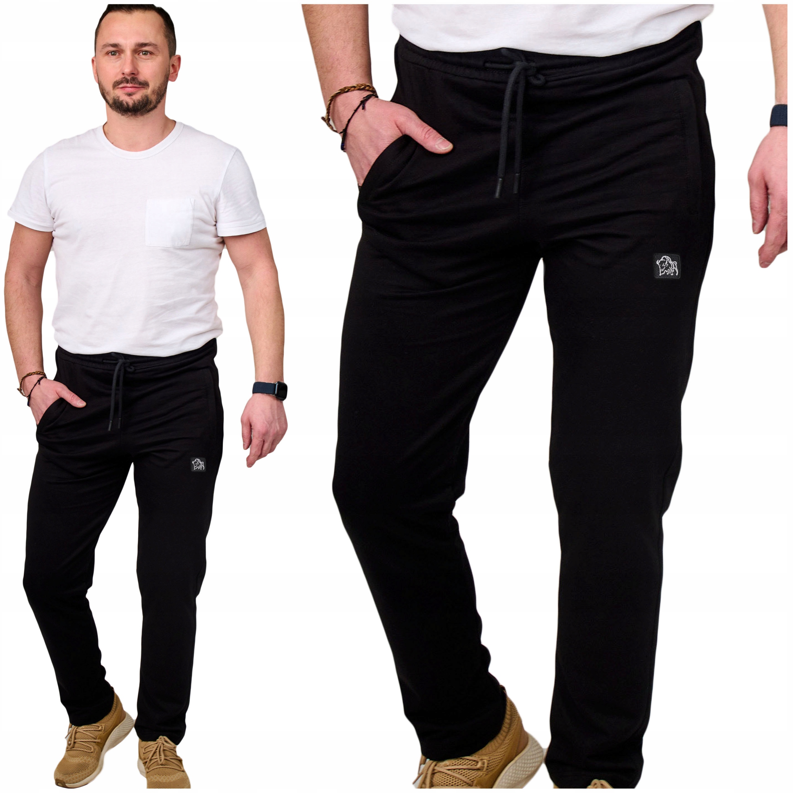 Spodnie Dresowe Męskie prosta nogawka bawełna Tureckie 4057 czarne 7XL