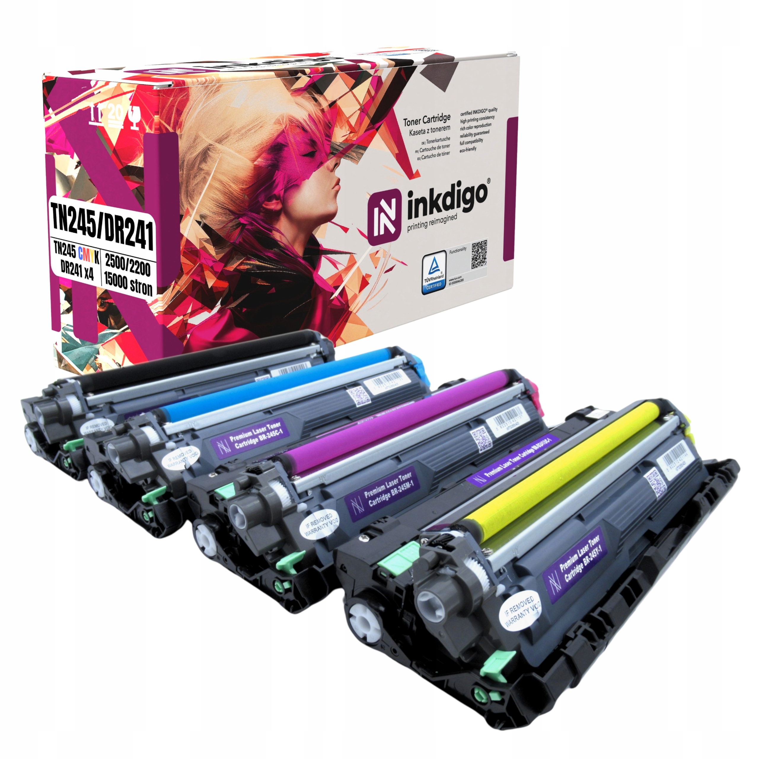 4x Toner TN241 TN245 4x Bęben DR241 do Brother DCP-9015 DCP-9020 HL-3150