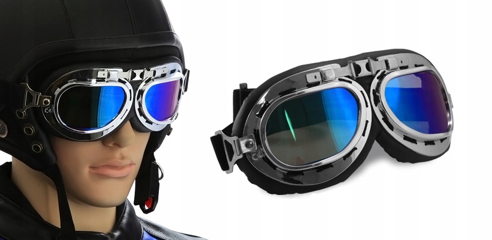 Kask MOTOCYKLOWY ORZESZEK hełm retro +gogle GRATIS Typ Weteran / Orzeszek