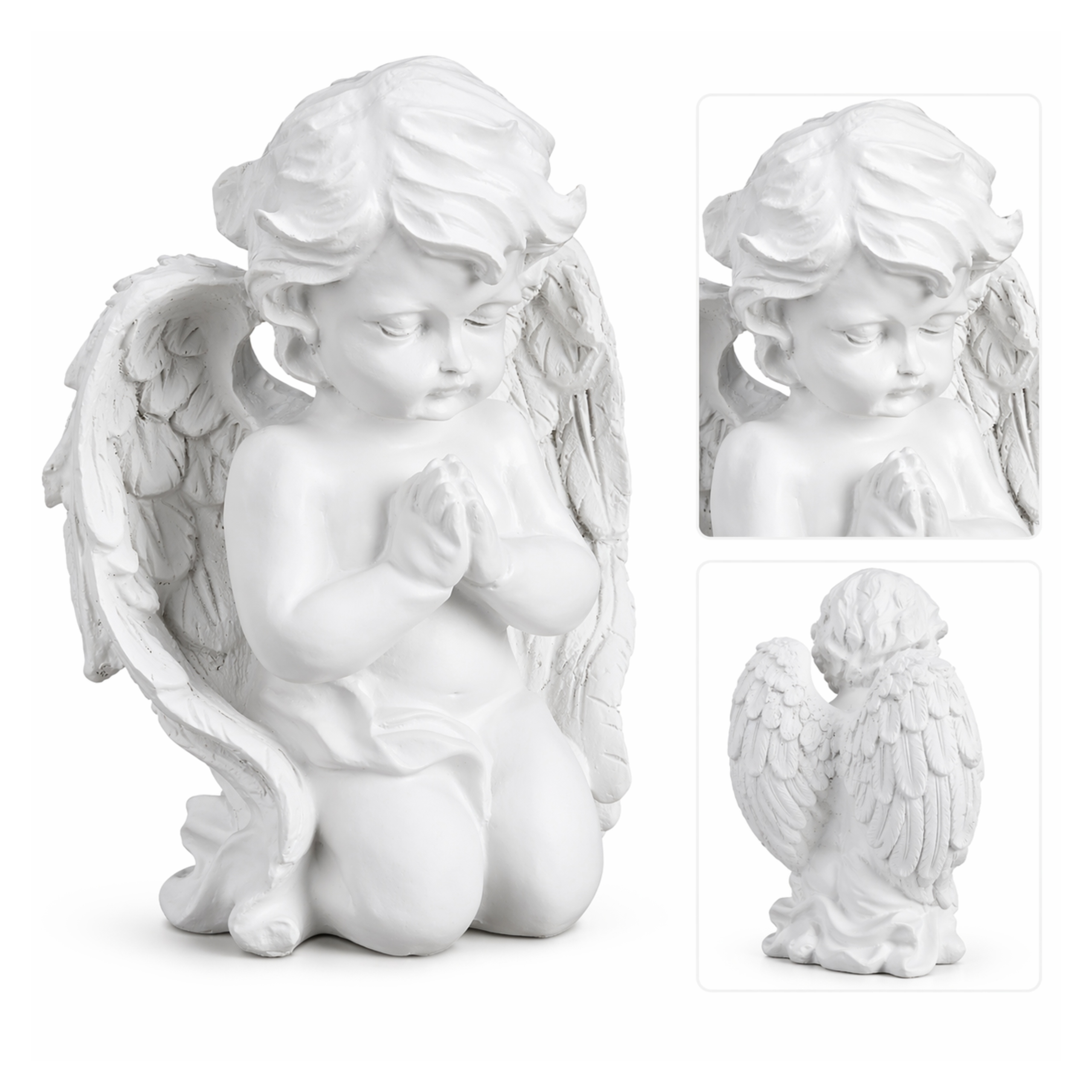 Figurka anděla náhrobního bílého 20x15x11 cm, pryskyřice odolná vůči mrazu, Uv hrob