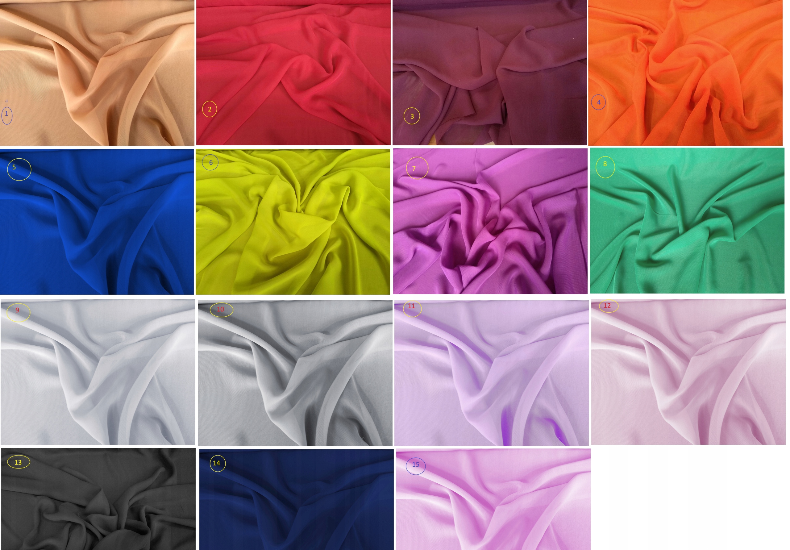 šifon hladký 15 barev na výběr červená granátová bílá chrpa růžová 10 m