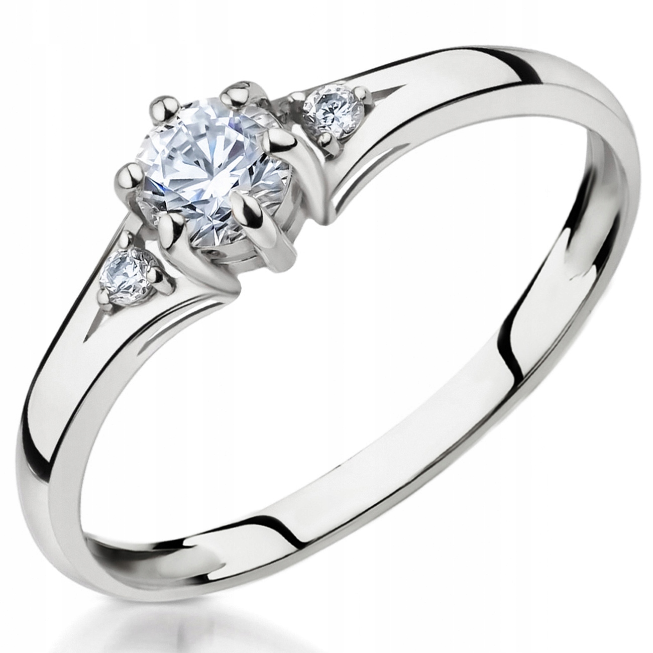 Pierścionek Zaręczynowy Białe Złoto 585 Cyrkonia r12