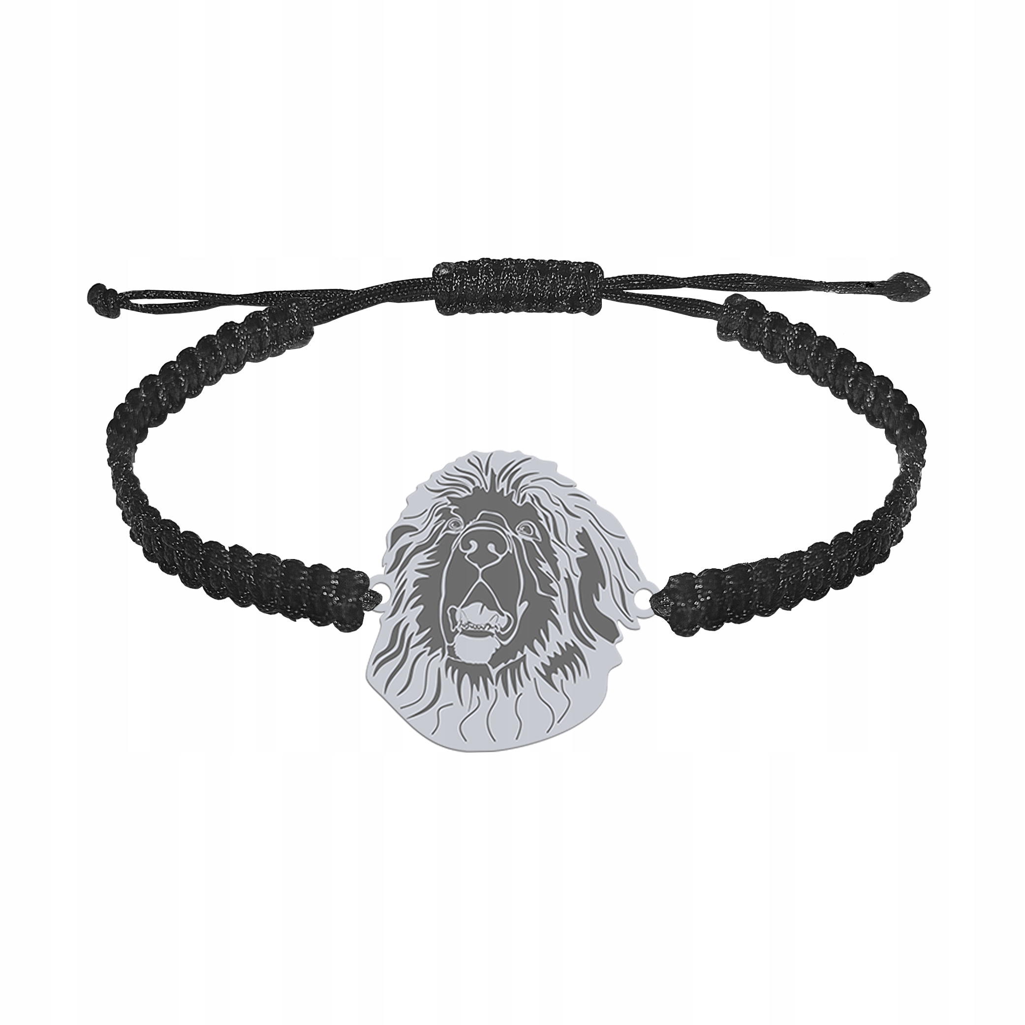 Stříbrný náramek s psem Leonberger 925 Makramé Dárek Šperky Gravírování