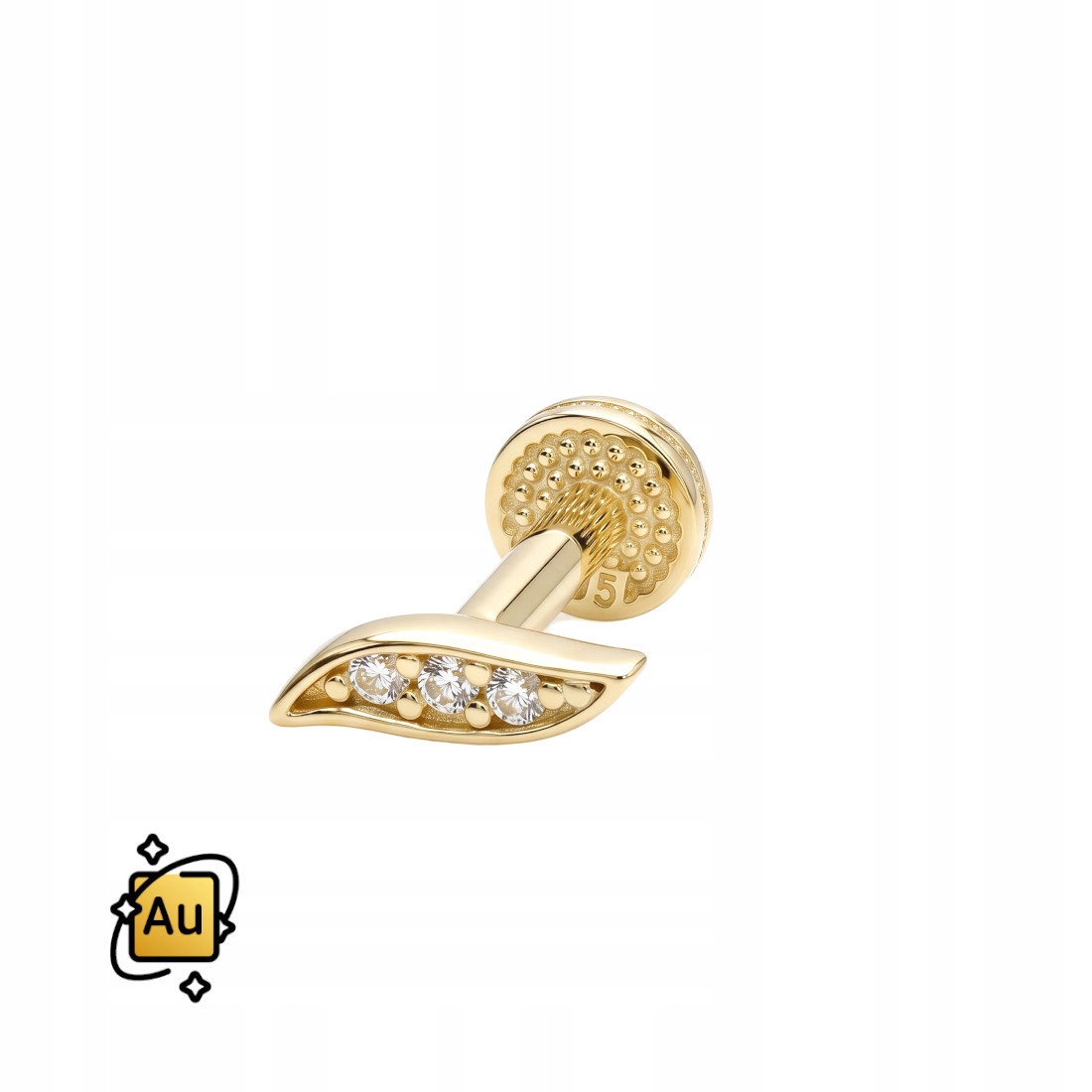 Zlatý labret Internal ze zlata 14K Malá Vlna s zirkony 1,2/6 mm