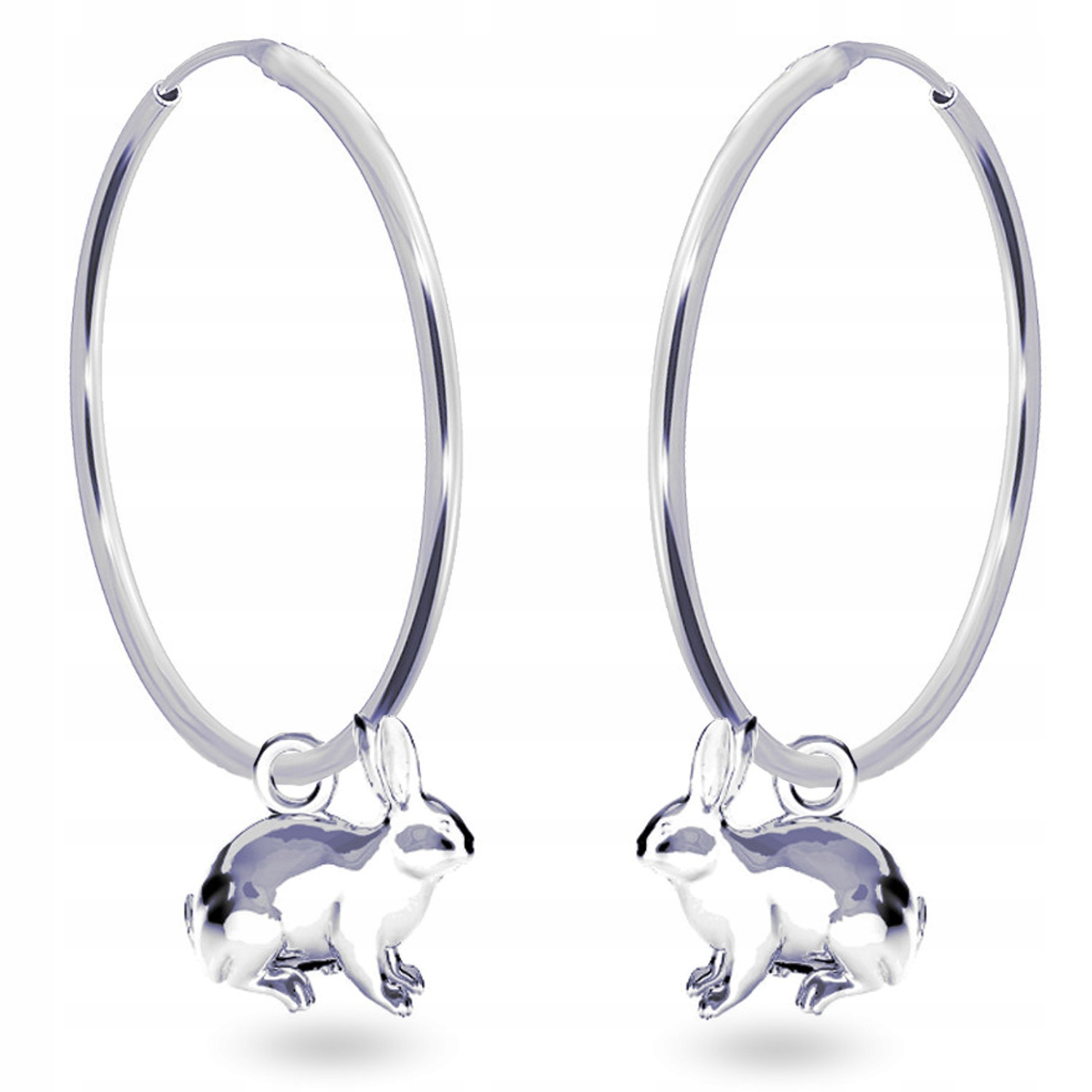 Králík Králíček 3D Králíčci Stříbrné náušnice velké kruhy stříbro 925