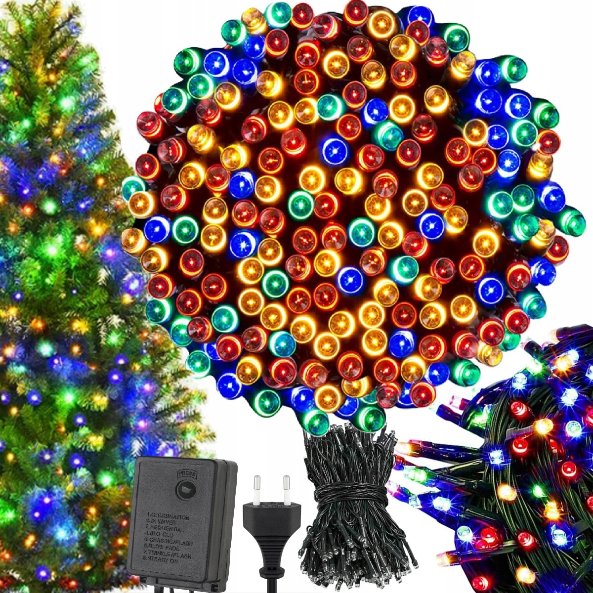 Vánoční Osvětlení 500 Led, Barevná Světýlka Na Vánoční Stromeček, 35 M