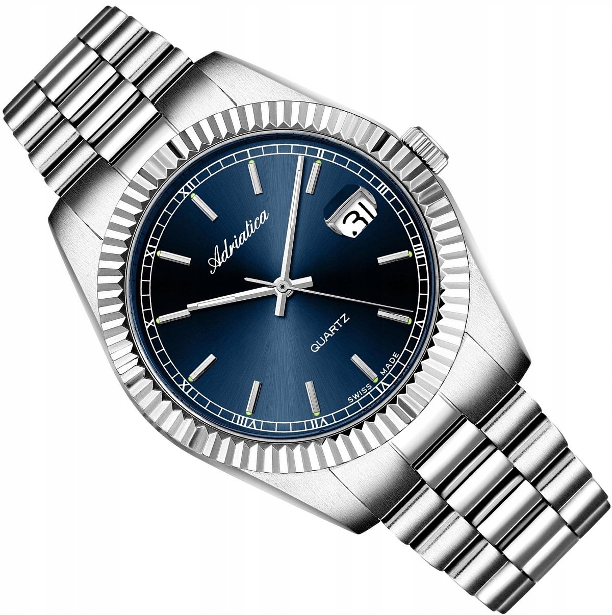 Švýcarský Pánský Náramek Adriatica A1090.5115Q Datejust Style Classic -set