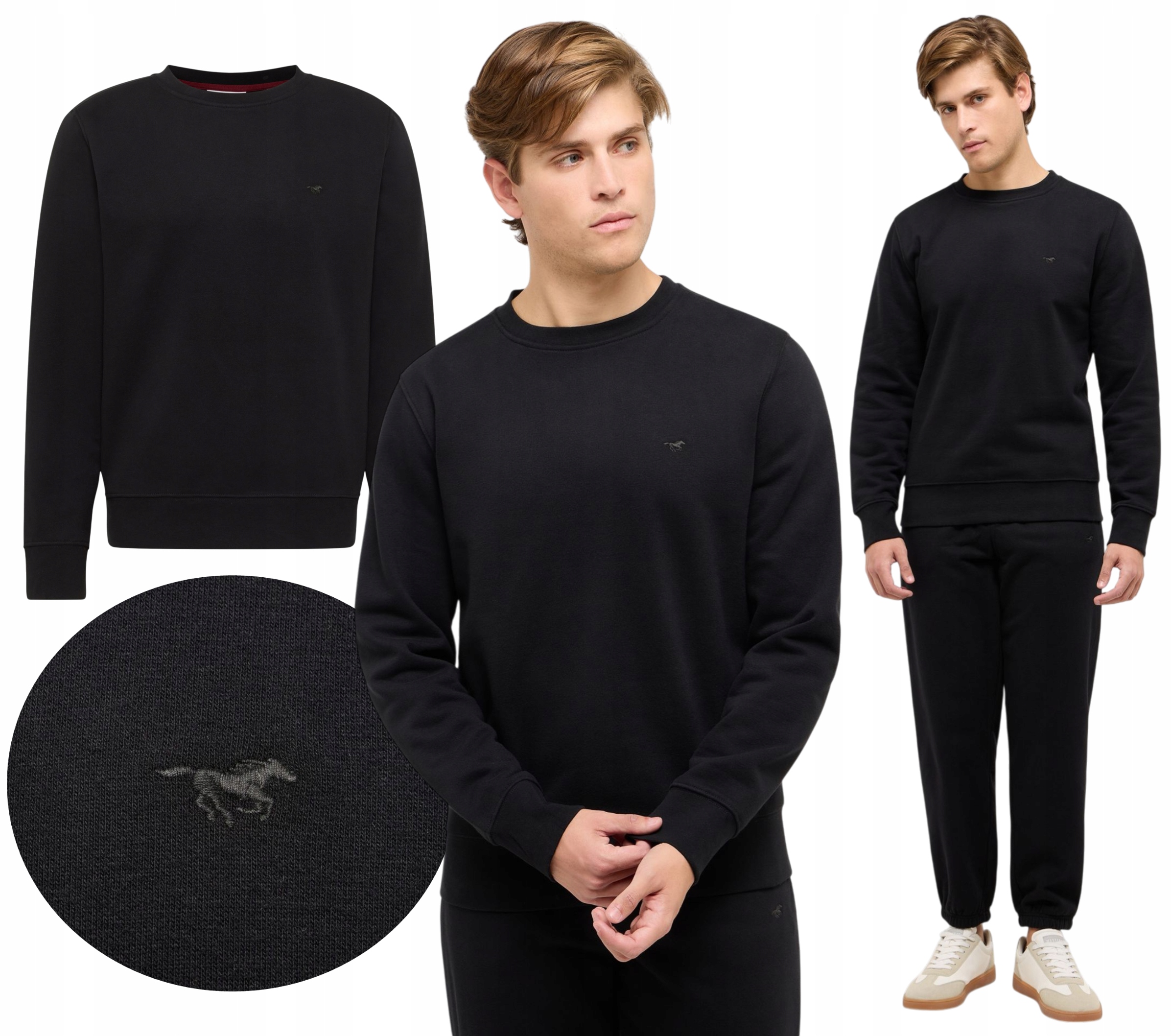 Pánská Mikina Mustang Černá Bez Kapuce Tenká bavlněná Clio Výšivka vel. XXL