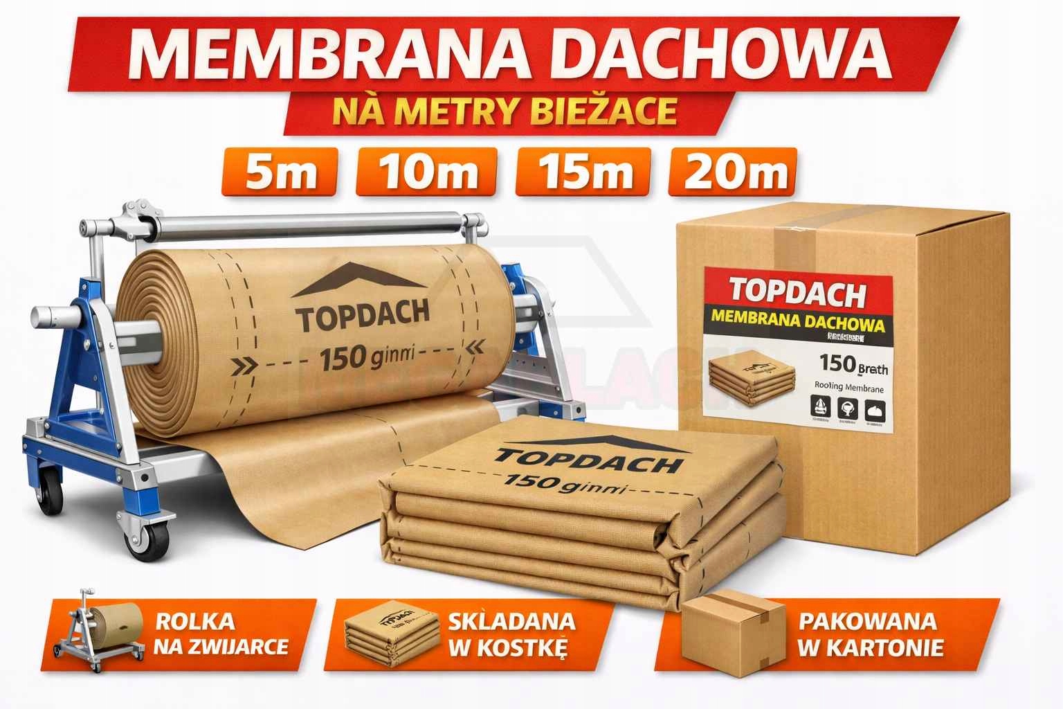 Membrána Střešní Topdach 150 g/m2 – 20 mb