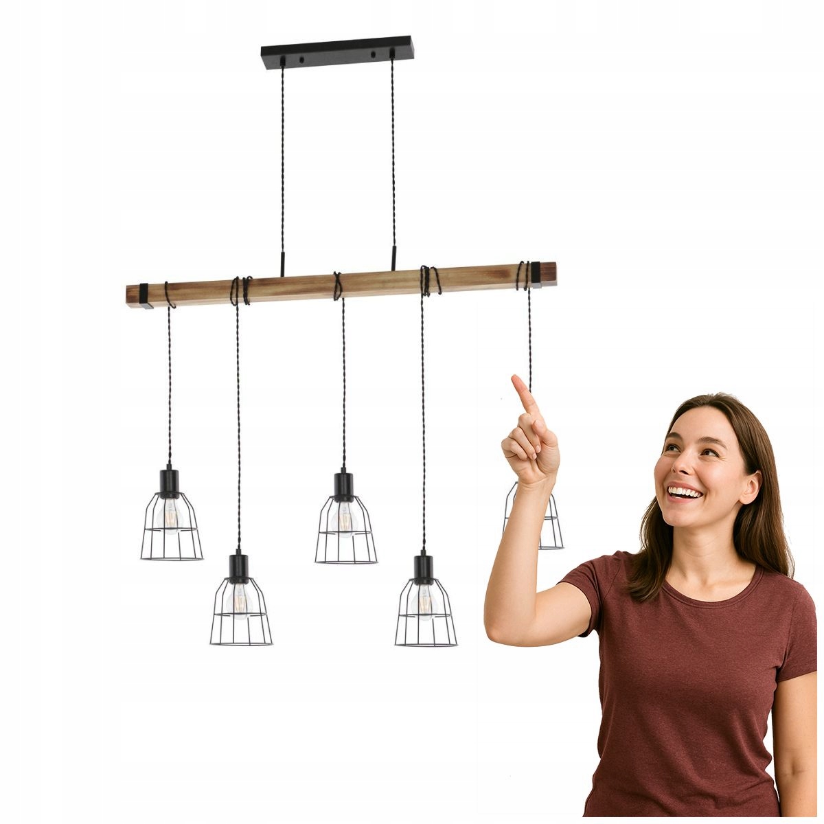 Ponte Industriálna závesná lampa čierna 5xE27 Italux