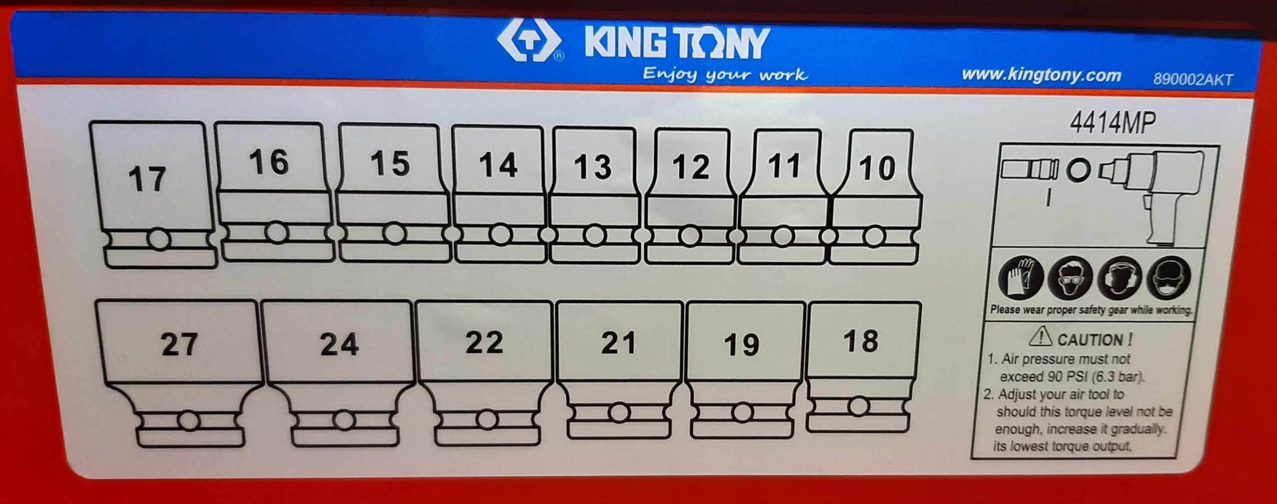 Zestaw nasadki udarowe 1 2 10 27 King Tony 4414MP Producent code 4414MP