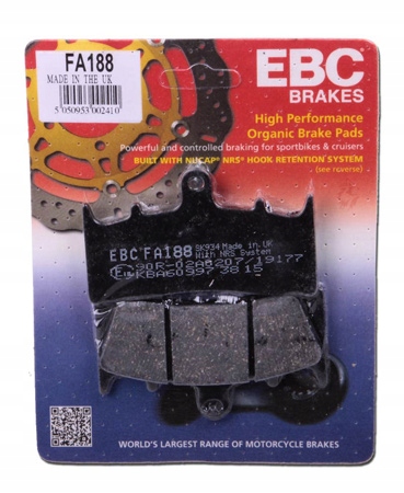 FA188 - ТОРМОЗНЫЕ КОЛОДКИ EBC KAWASAKI ZX-12R 00-03 ПЕРЕДНИЕ