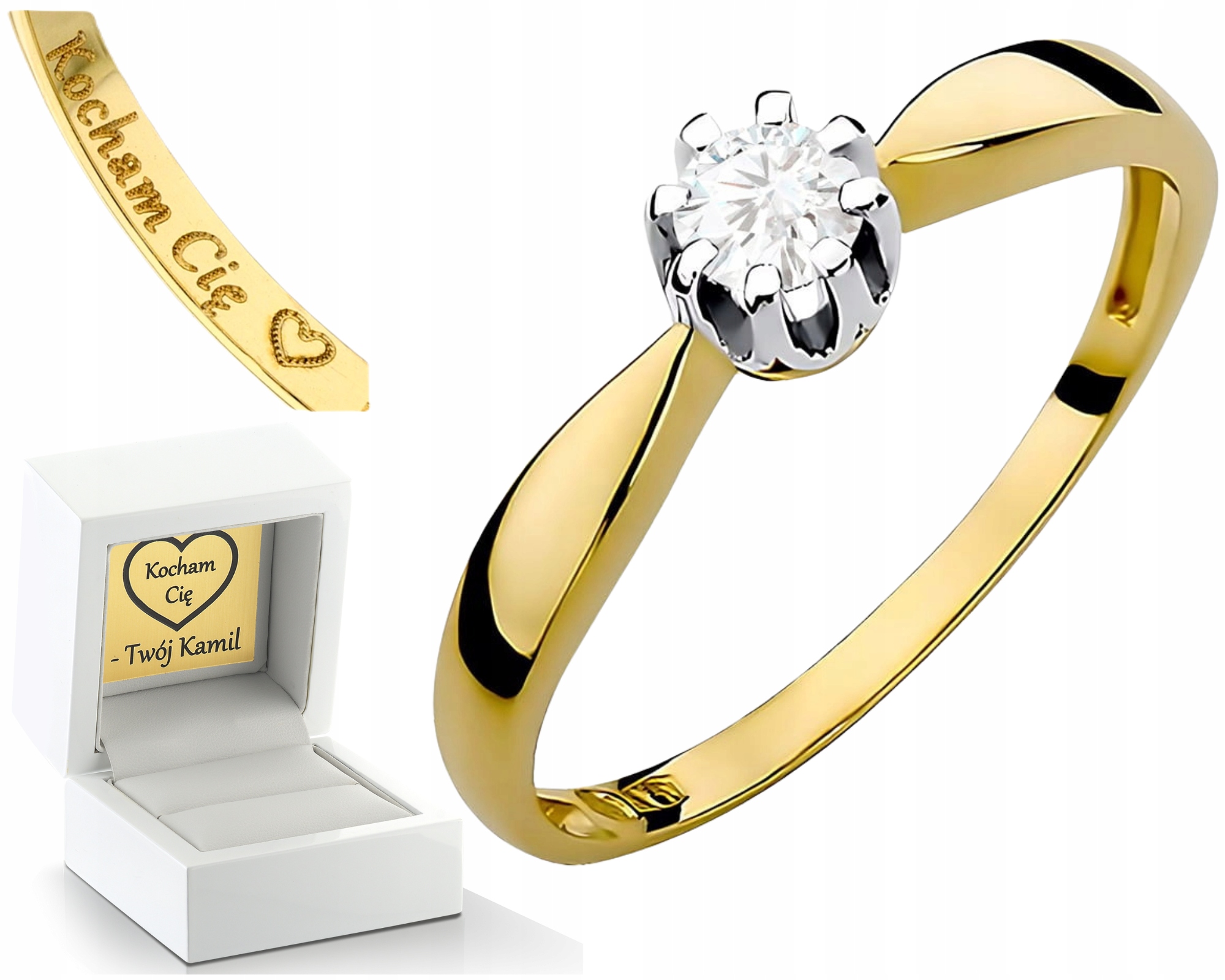 Zlatý|prstýnek|diamant Lab|na Dárek|pro Ženu|drsný 585