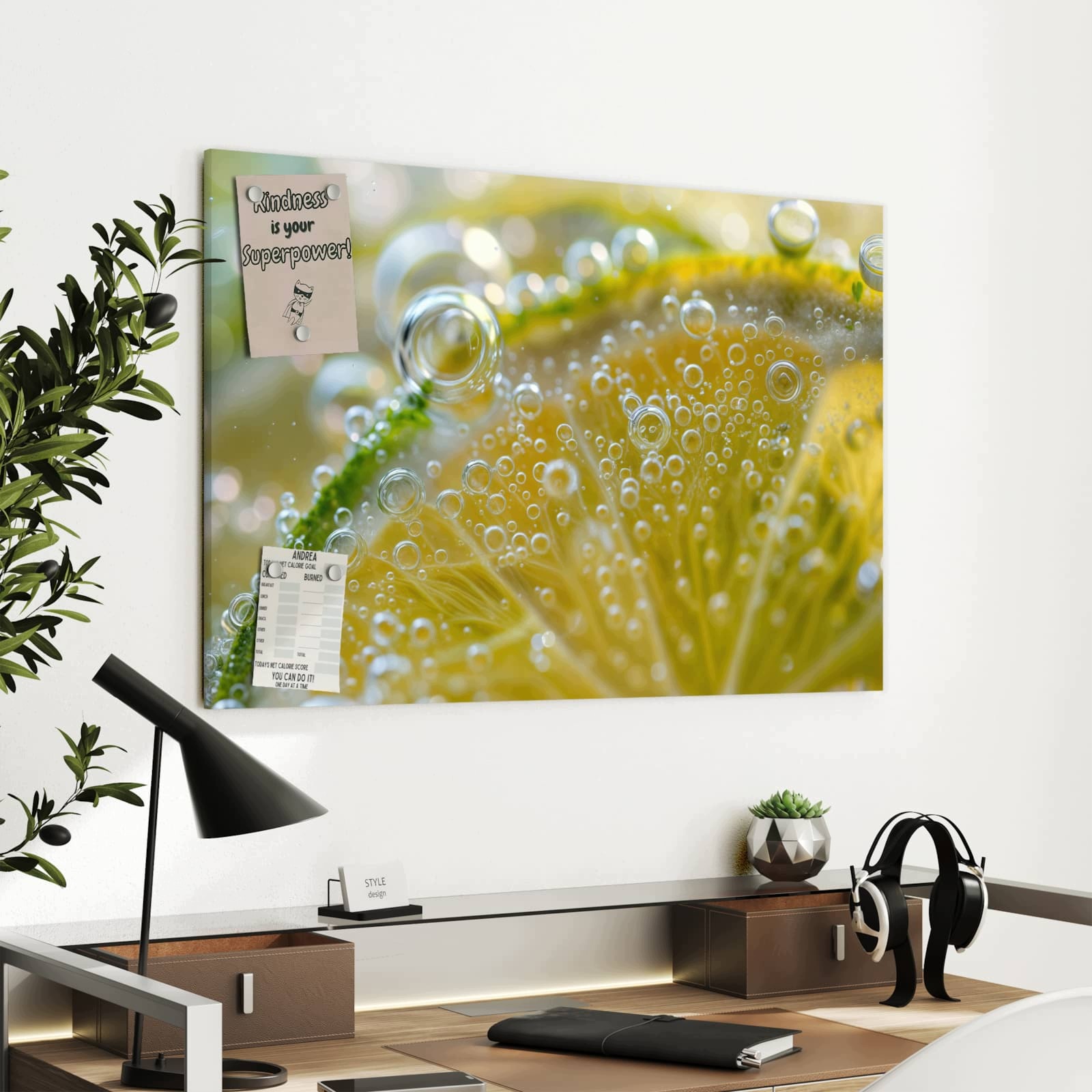 Magnetická tabule Jemné Plátek citronu 90 × 60 cm
