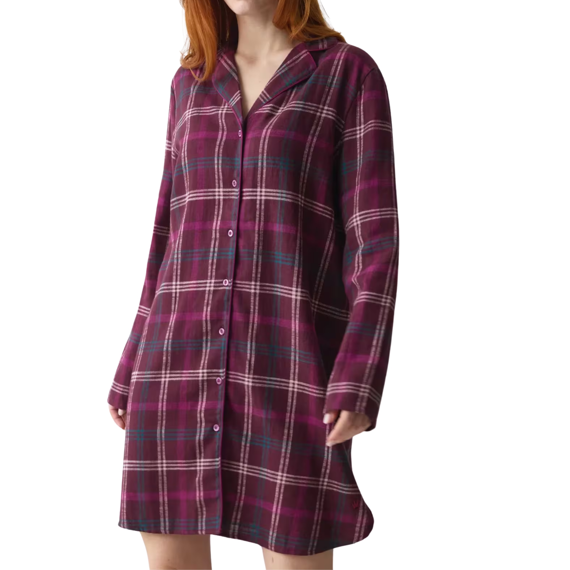 Košile noční ke kolenům s kostkovaným vzorem Triumph Boyfriend Ndw 01 X Checks bordo 40