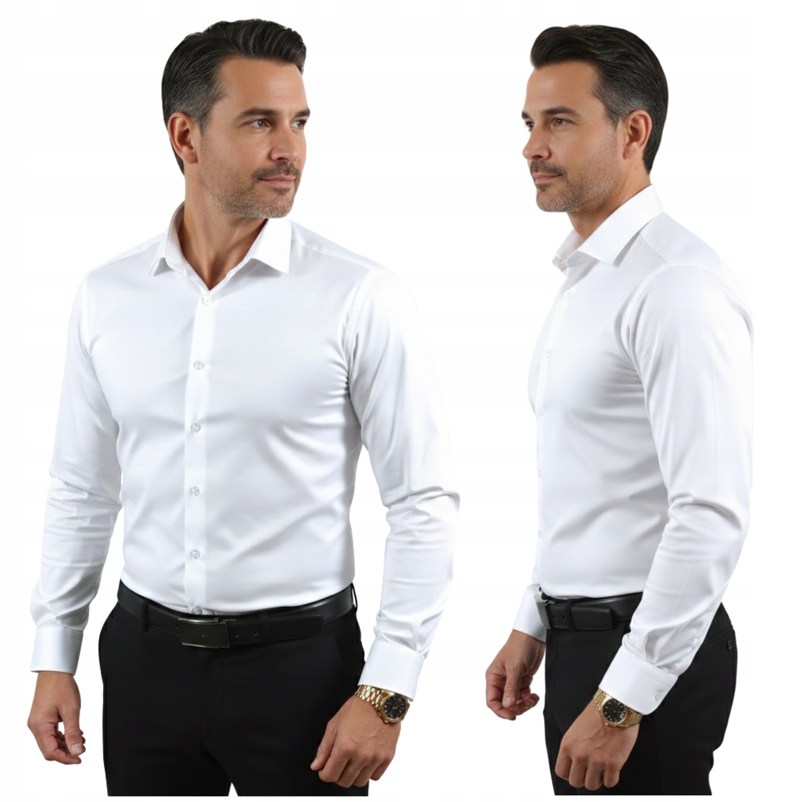 Biała Koszula Męska Slim Fit Wizytowa Do Garnituru M 39/40