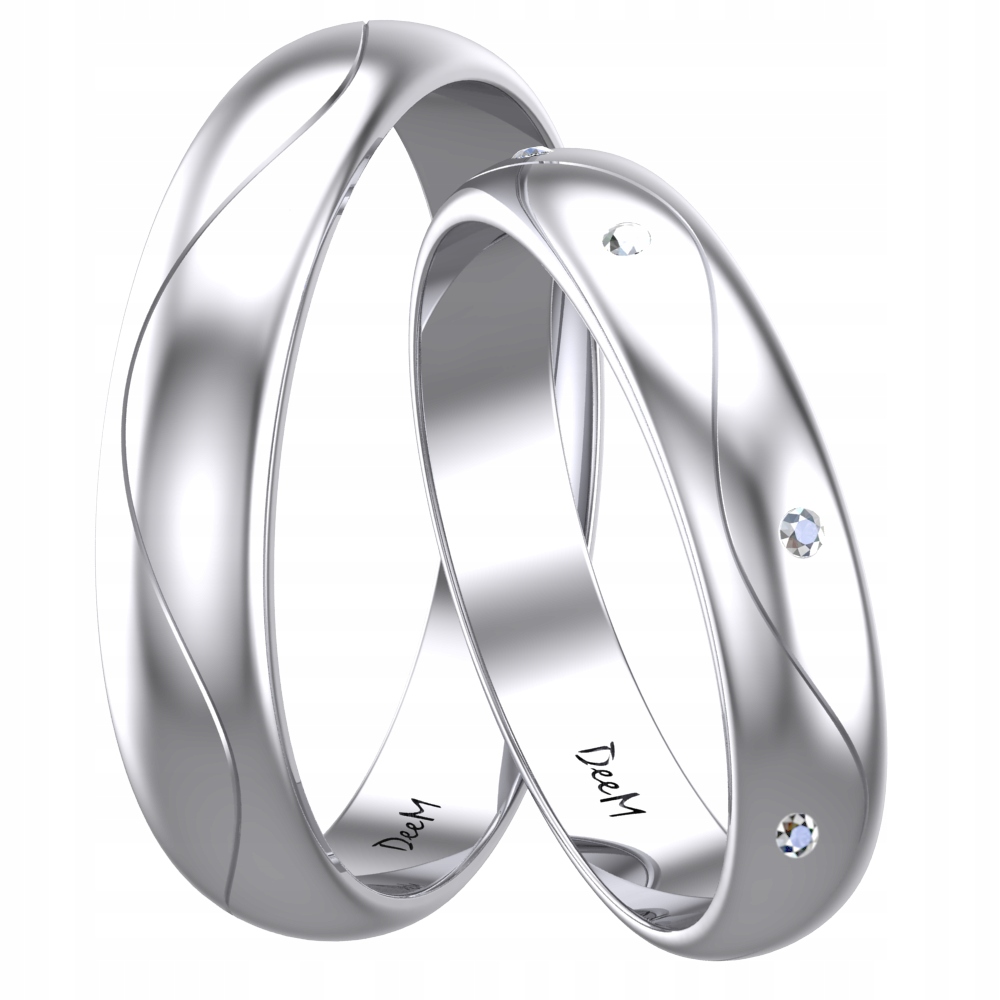 PÓŁOKRĄGŁE OBRĄCZKI Z BIAŁEGO ZŁOTA 585 CYRKONIE