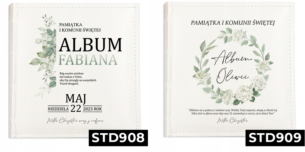 ALBUM KOMUNIA IMIĘ PERSONALIZOWANY DLA DZIEWCZYNKI Orientacja pionowa