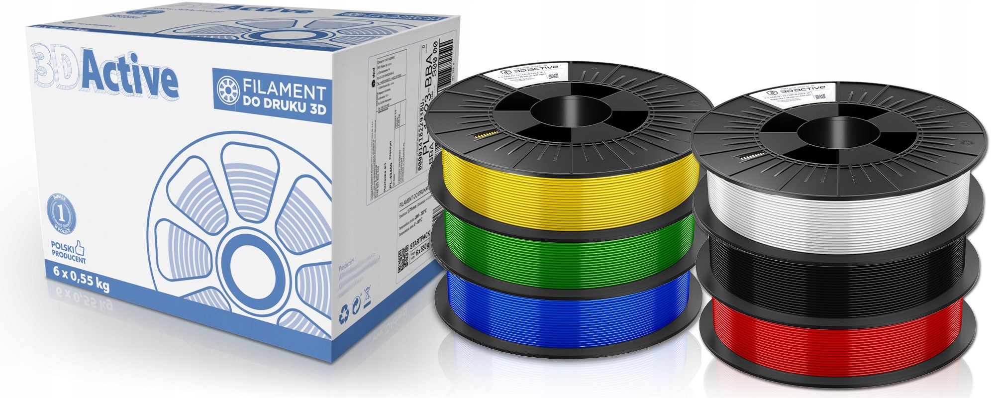 FILAMENT PLA DO DRUKAREK DŁUGOPISU 3D STARTPACK 3DACTIVE 1,75 MM 6x550 G Rodzaj filamentu PLA