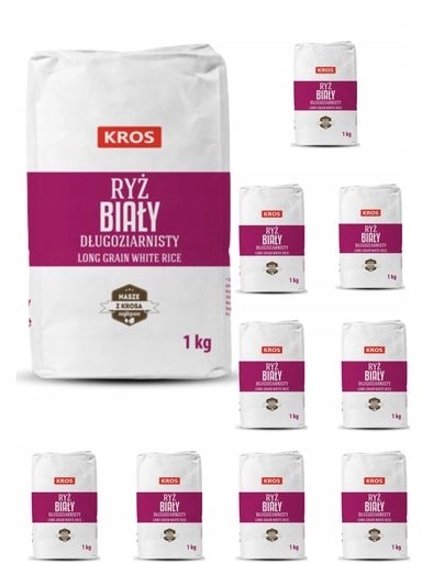 Levně 2x 10x Rýže bílá dlouhozrnná 1 kg Kros