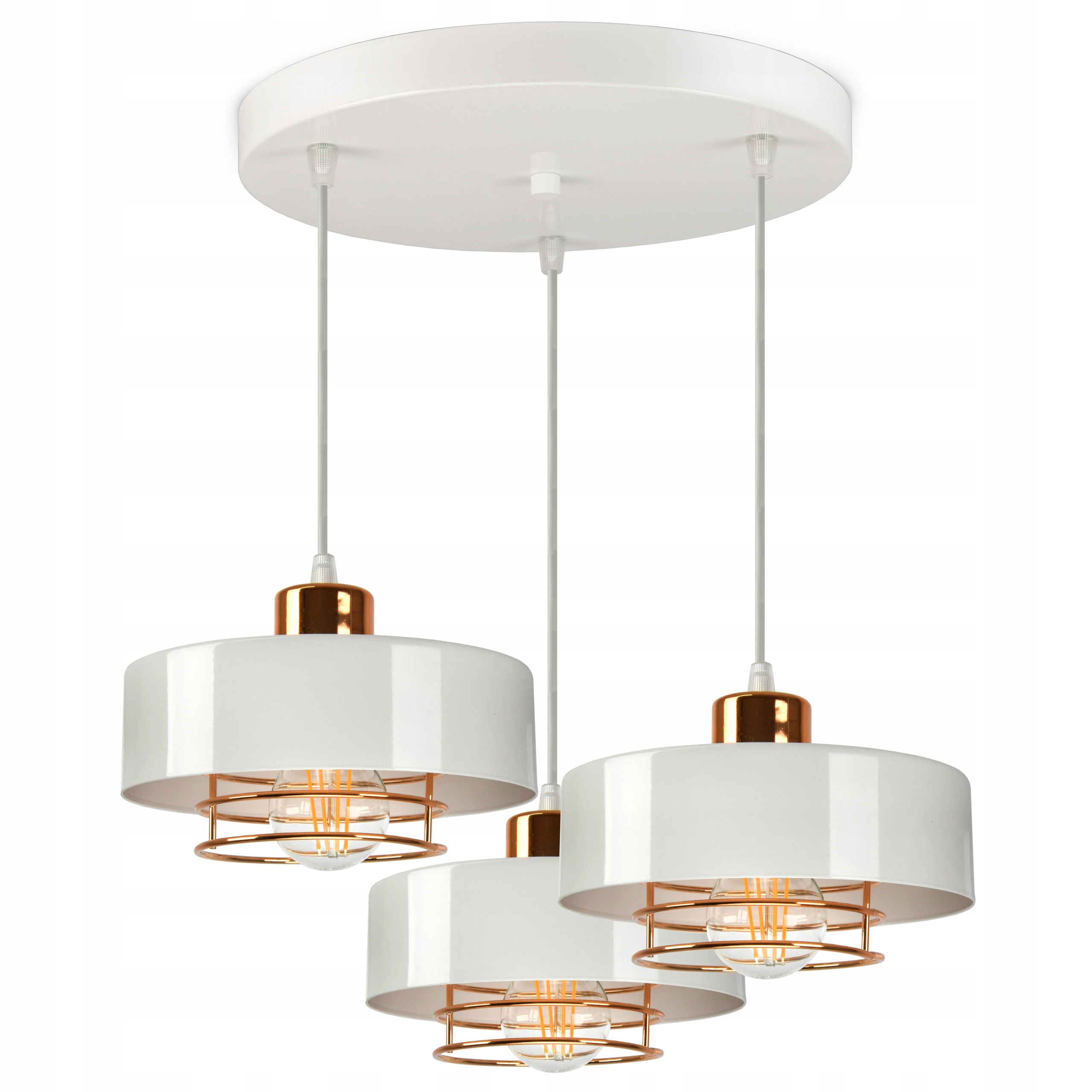 

Lampa Wisząca Sufitowa Żyrandol Biała Miedź Loft