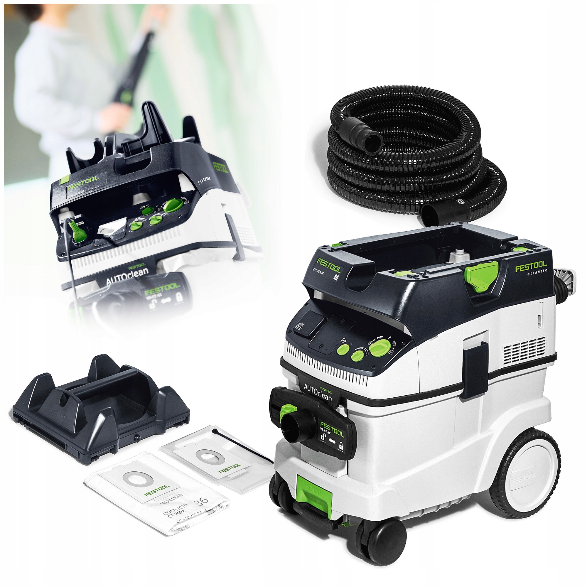 Odkurzacz mobilny Festool CTL 36 E AC-PLANEX z czarnym korpusem
