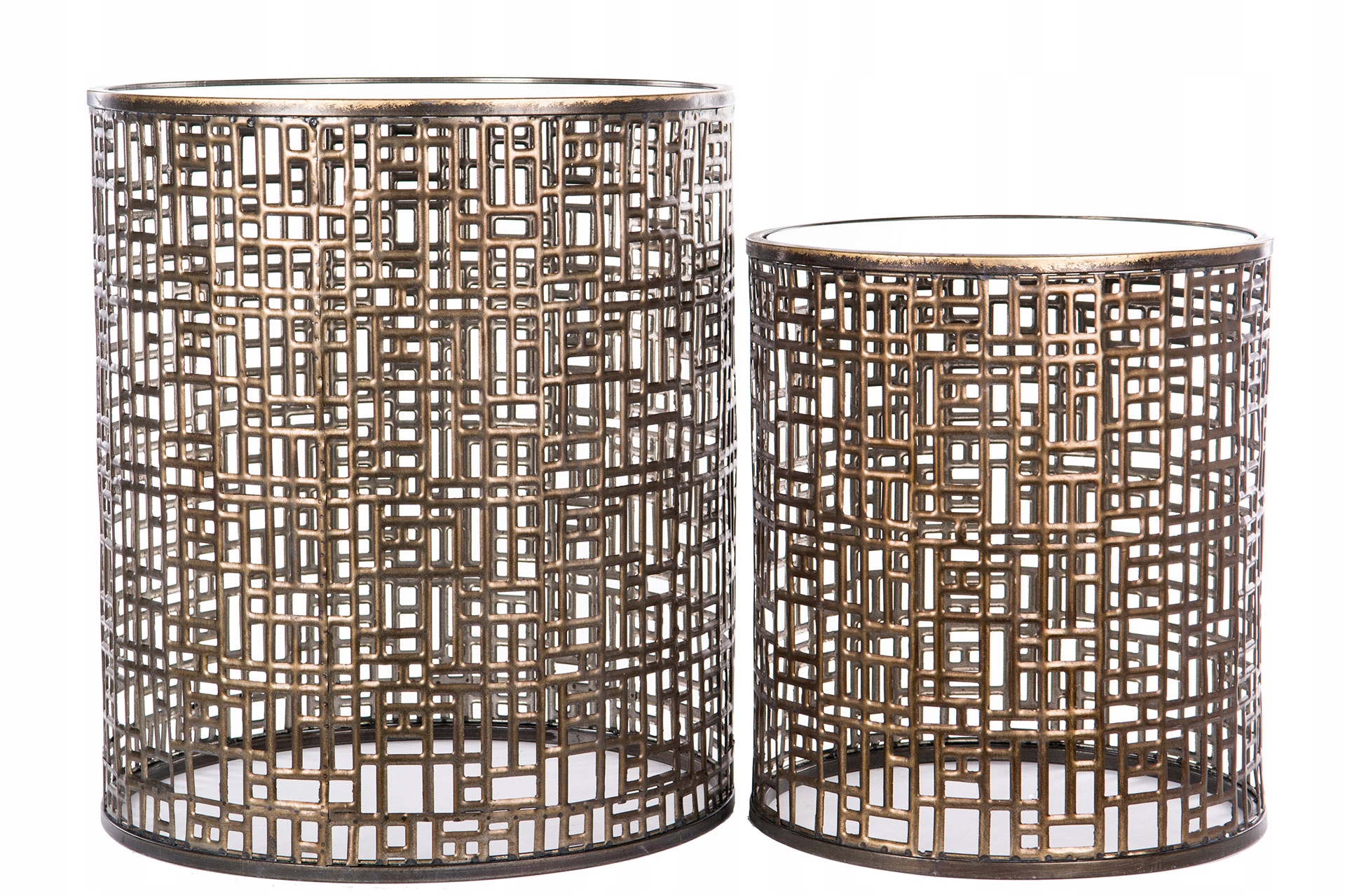 2 ks Stolík Lynn Zrkadlová Doska staré zlato