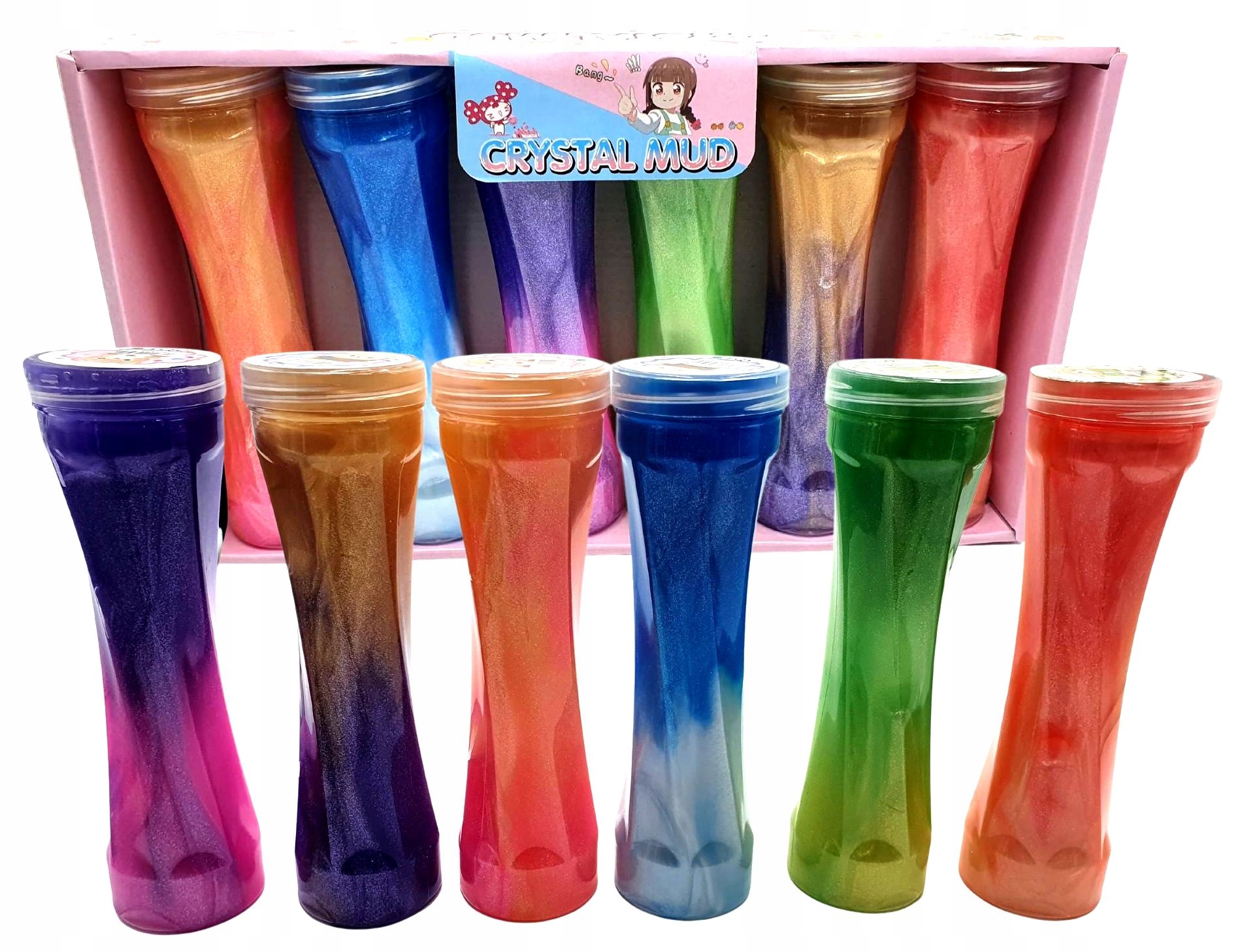 

6X Slime Glut Glutek Masa Żelowa Z Brokatem 18CM