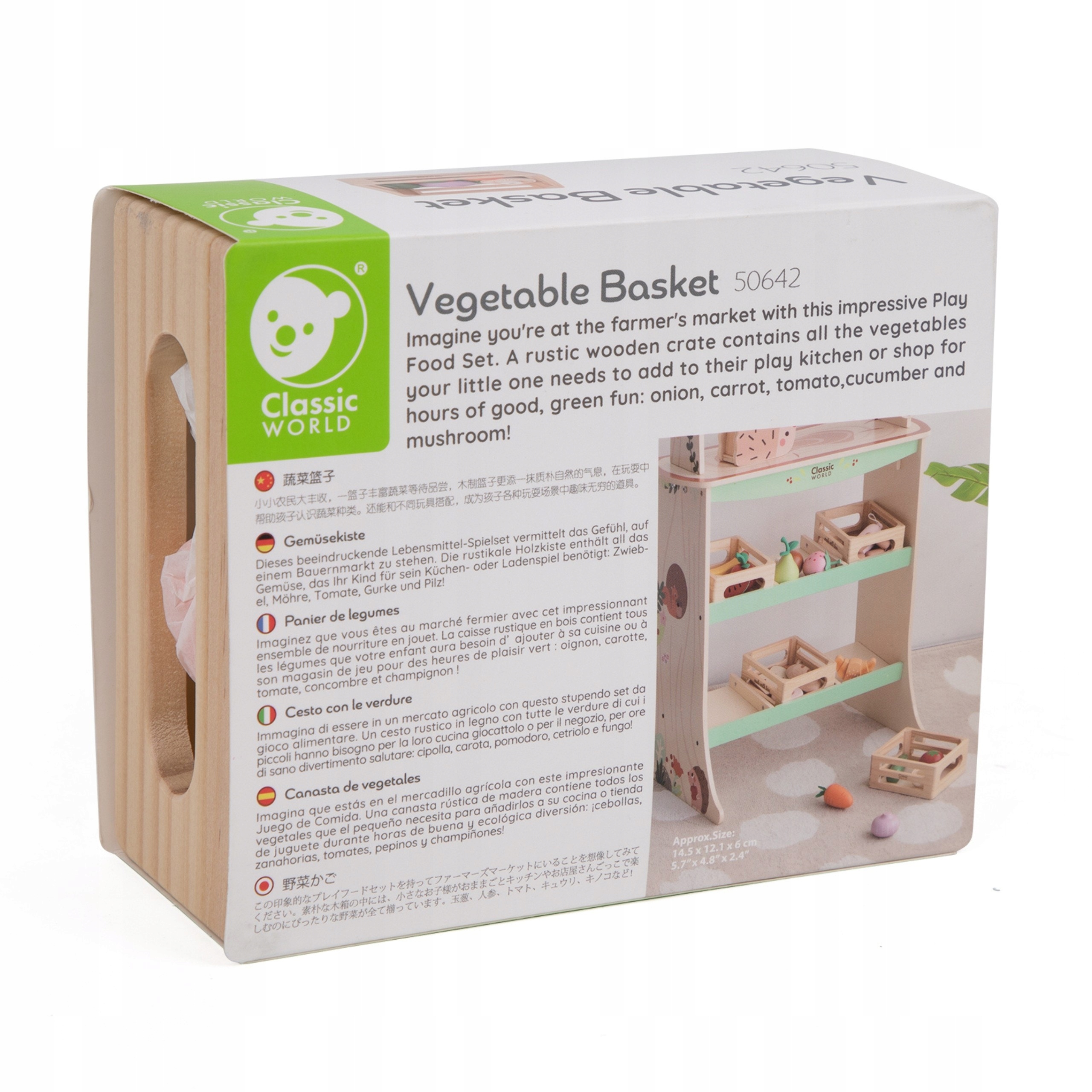 DREWNIANY ZESTAW WARZYW W SKRZYNCE KOSZYKU ZESTAW 6 el. CLASSIC WORLD Materiał drewno