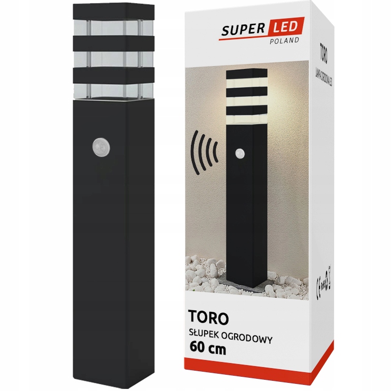 Lampa ogrodowa Led E27 Słupek ogrodowy 60cm czujnik ruchu i zmierzchu Pir