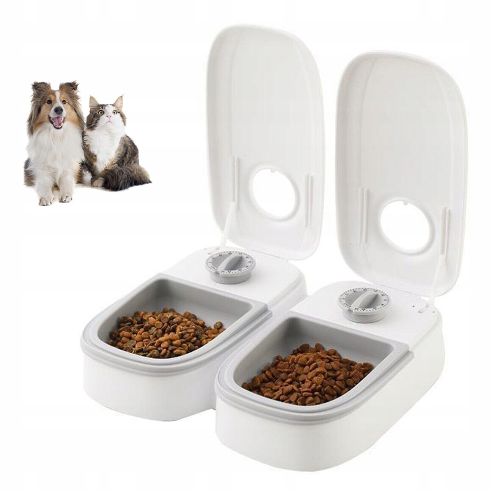 Levně Automatický dávkovač krmiva pro zvířata 2 x 350 ml s časovačem