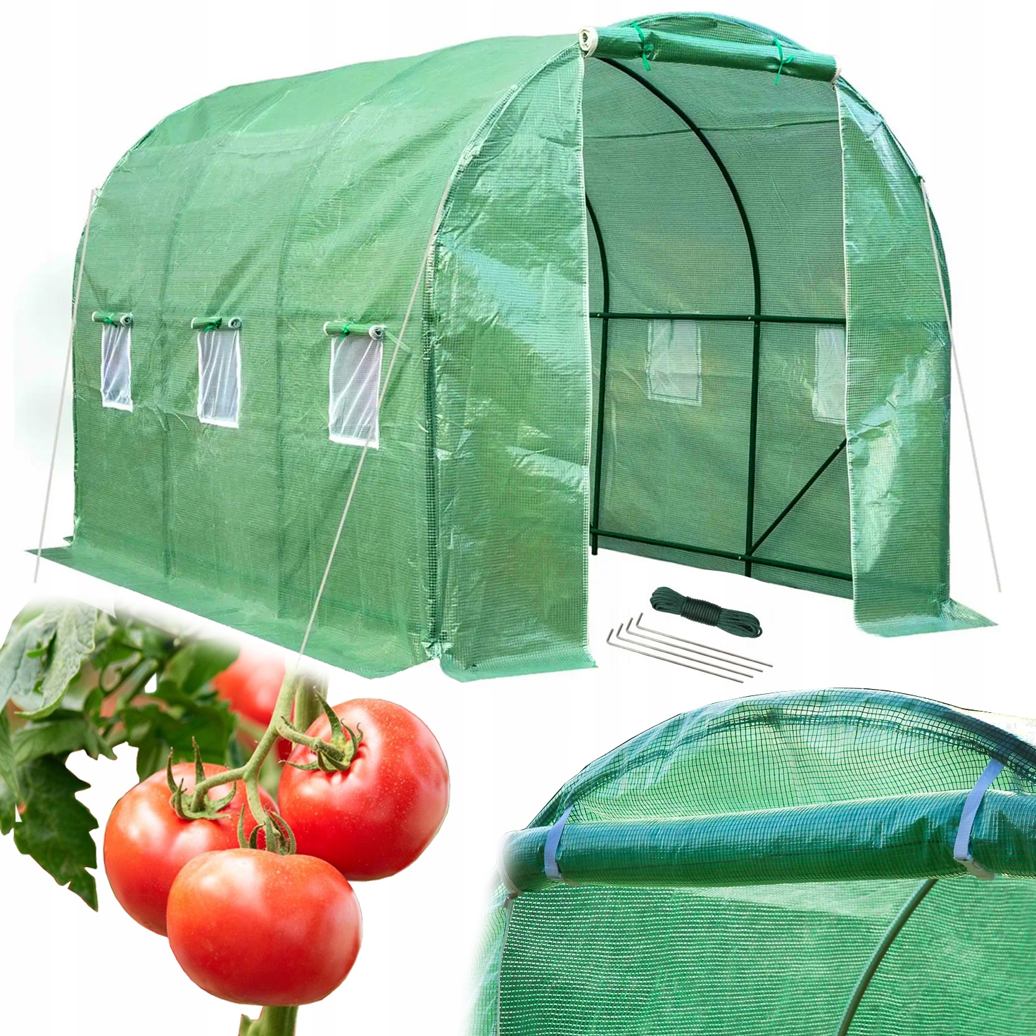 Fóliovník Zahradní Tunel Skleník 3x2 6m2 Zelený na Zeleninu UV-4 Pfoliak