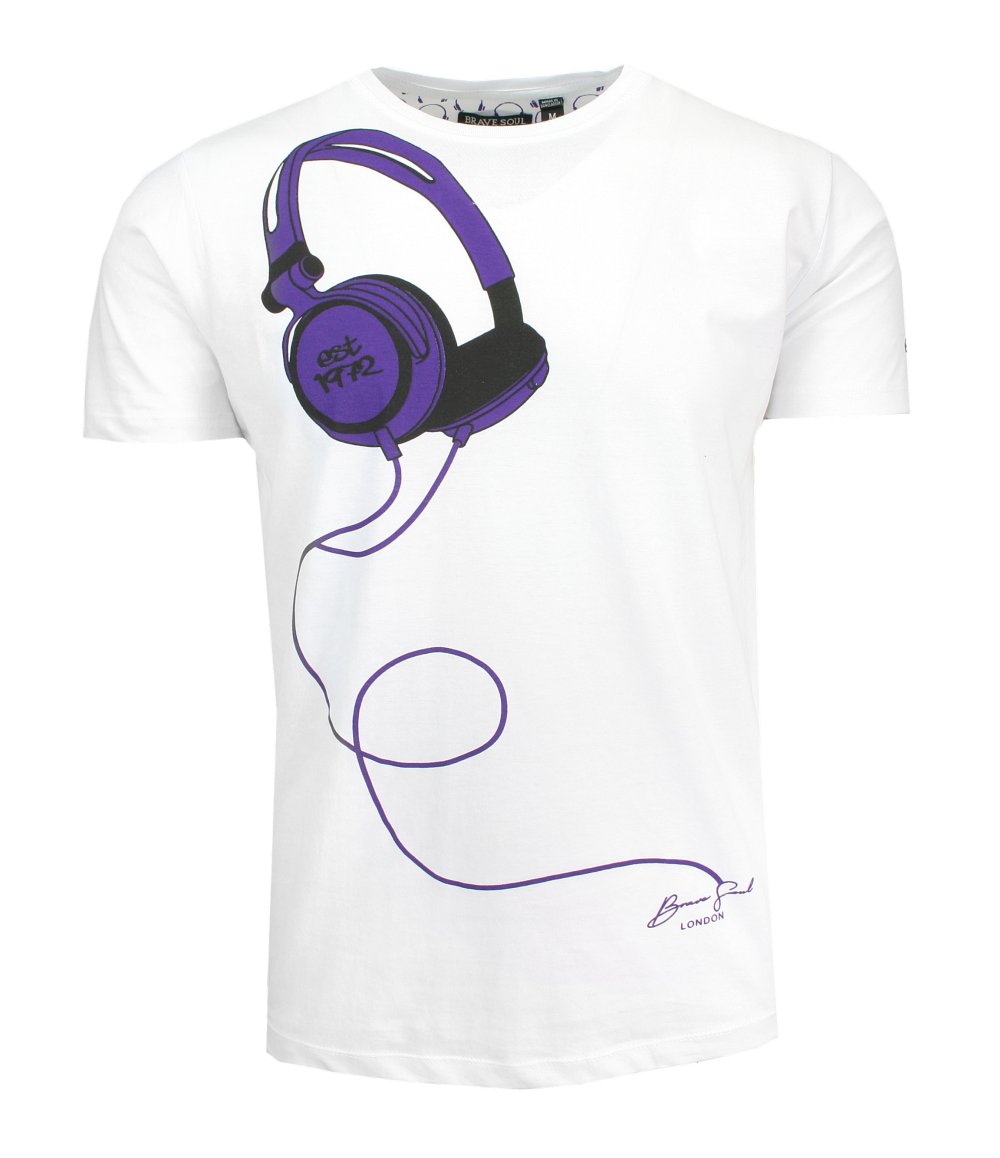 

Biały T-shirt z Nadrukiem Słuchawki Brave Soul M