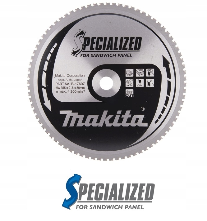 Tarcza do płyt paneli warstwowych 355x30 mm 80Z Makita Specialized