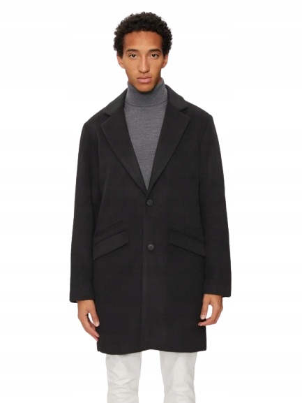 Jack&jones Černý Klasický Pánský Kabát S Límcem Velikost XL J7C