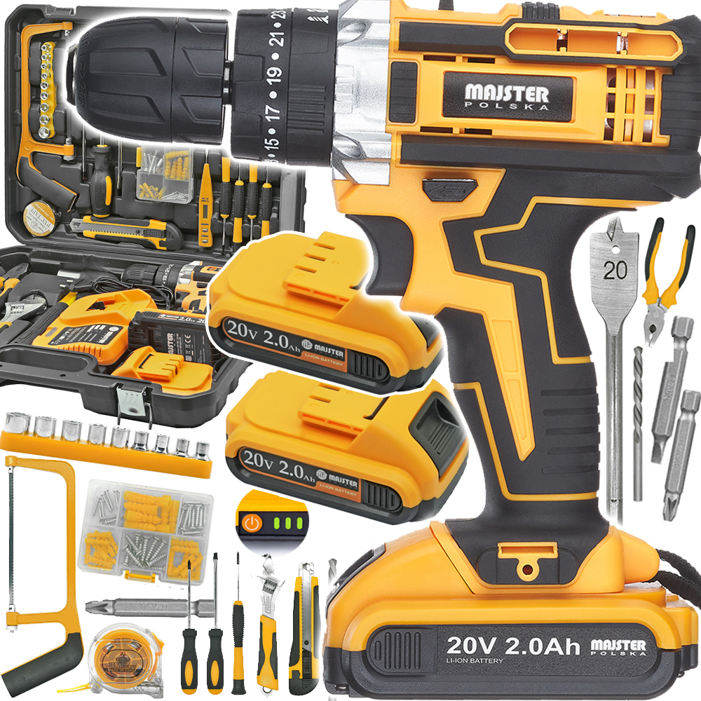 Udarowa Wiertarka Wkrętarka Akumulatorowa Walizka 2xAKU 20V Bity MP0424 Ltk