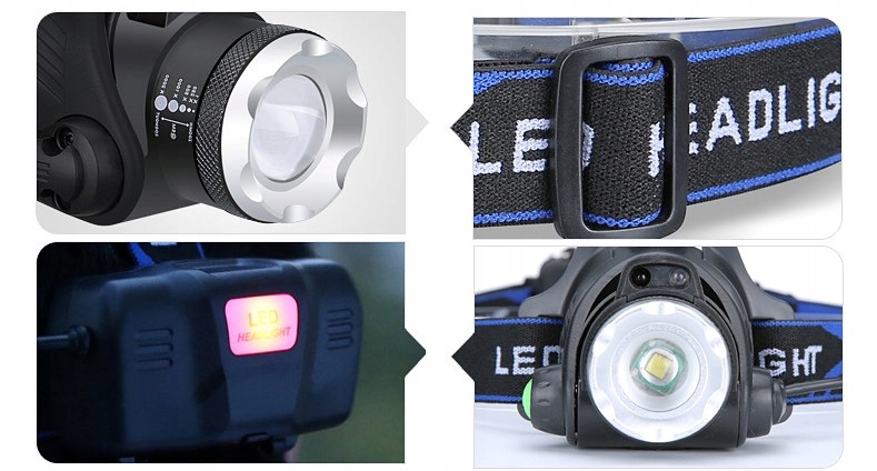 LATARKA CZOŁOWA CZOŁÓWKA LED REFLEKTOR + BATERIE 3 TRYBY ŚWIECENIA 2 x AKUM Kod producenta 4435