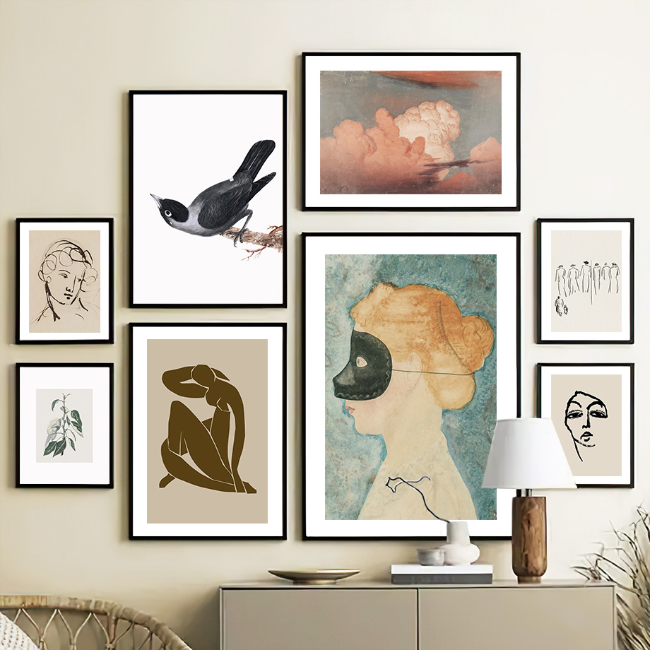 Abstract Line Girl Face Vintage Eclectic Gall Marka inna marka