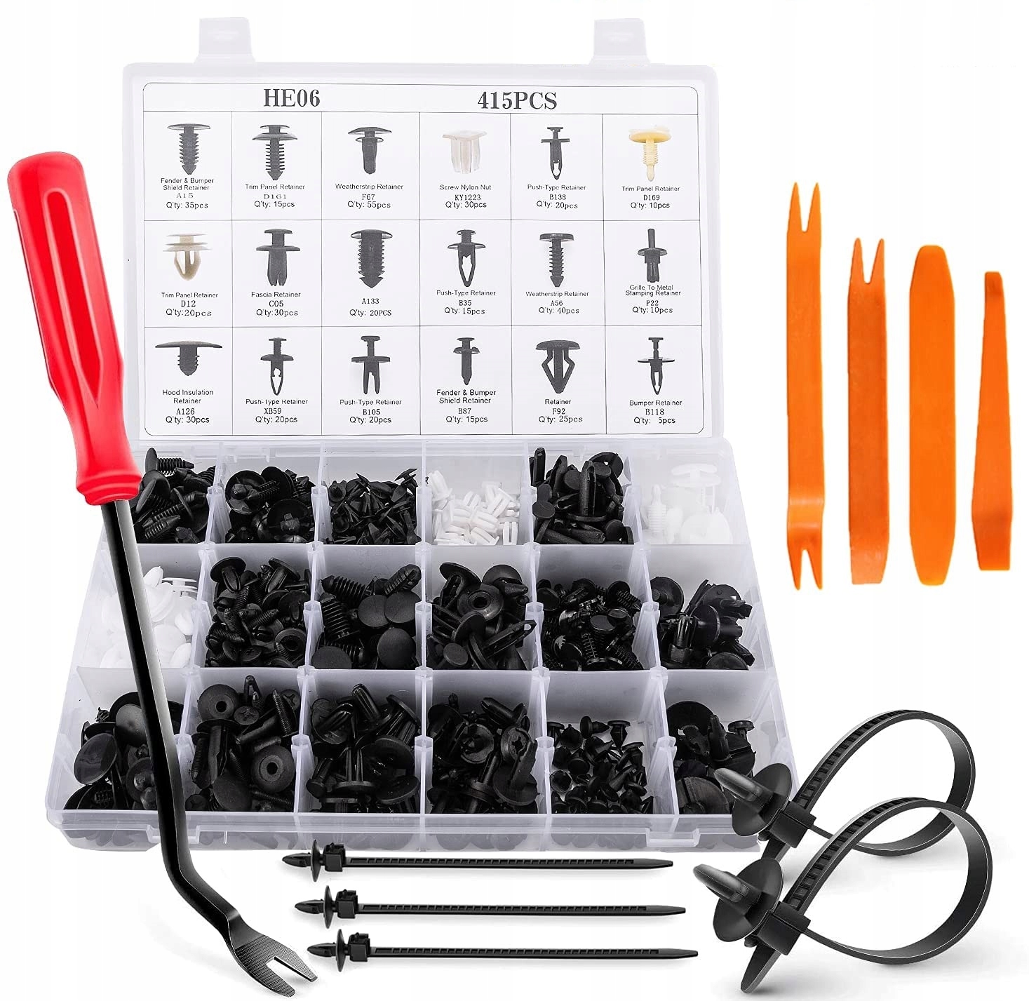 

Zestaw Spinki Kołki Samochodowe 415 Szt+ Narzędzia